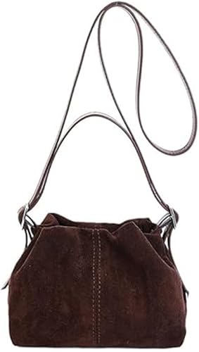 Borse da donna vintage in pelle scamosciata, borsa a mano con coulisse, borsa a secchiello, borsa a tracolla morbida, borsa a spalla, borsa a sacchetto per tutti i giorni