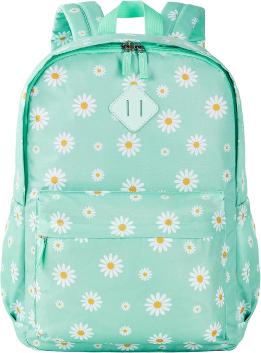 Zaino per la scuola materna, per bambini piccoli, per la scuola elementare, per maschietti e femminucce, con cinghia pettorale (43 cm, verde margherita)