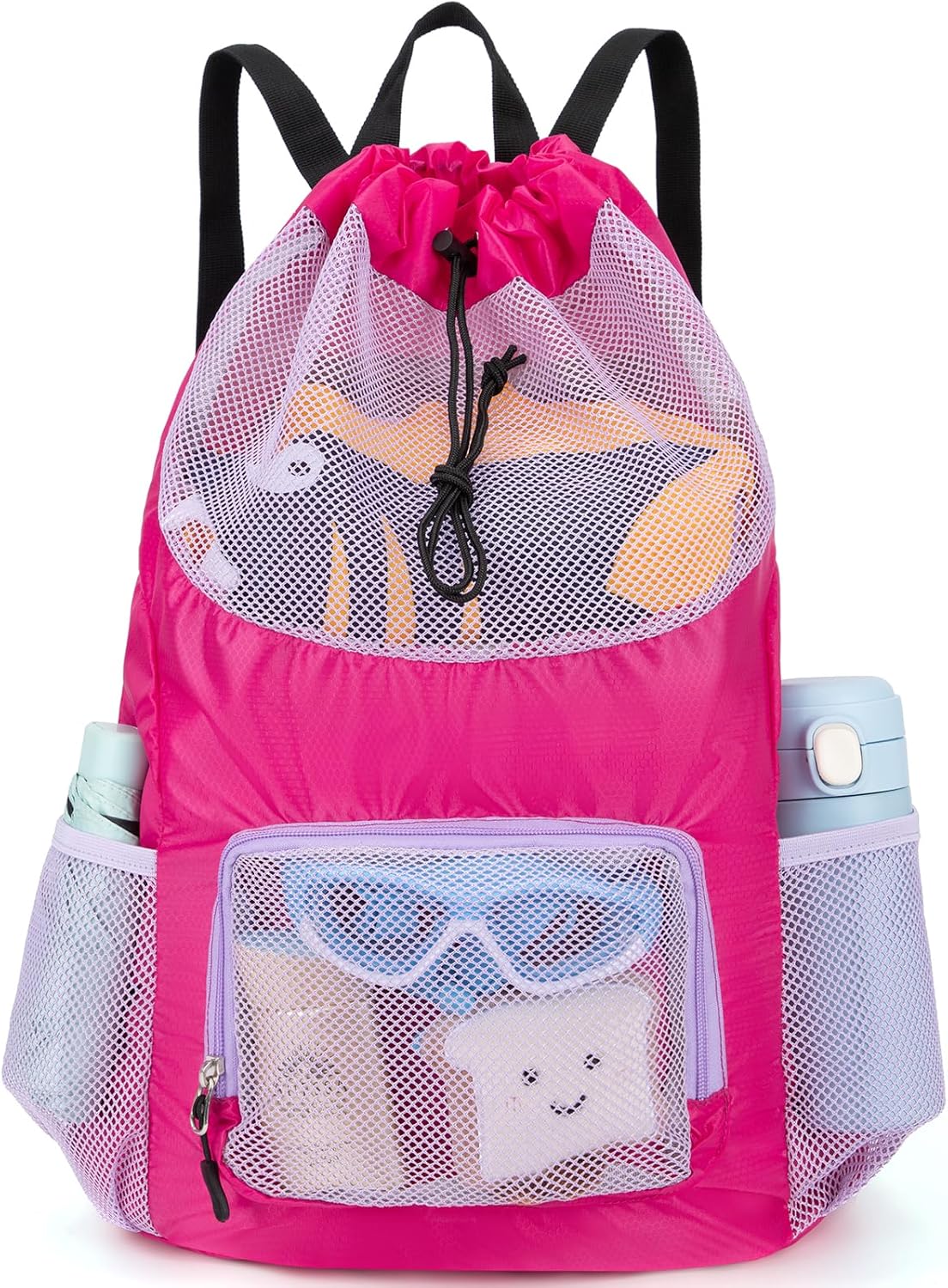Borsa da nuoto per bambini, zaino da spiaggia in rete per ragazze, borsa da spiaggia leggera con coulisse, borsa a tracolla per piscina, sport e palestra.