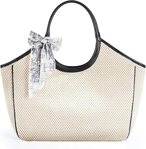 Borse da spiaggia da donna, borsa a tracolla grande in paglia e rafia, resistente alla sabbia, ideale per la spiaggia, le vacanze estive e i viaggi.